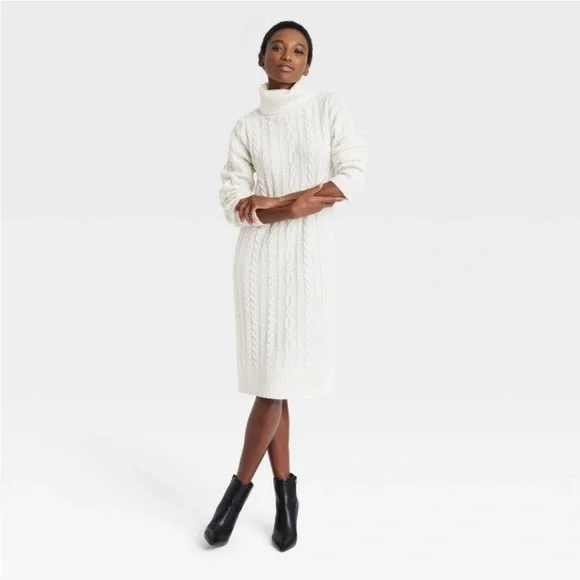 a new day | Dresses | Womens Turtleneck Long Sleeve Cozy Sweater Dress A  New Day Cream | Poshmark